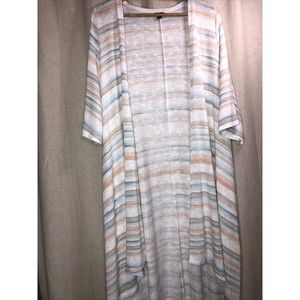 Torrid Duster Cardigan Multicolor Pastel Stripe Knit Open Front 0X -flaw.